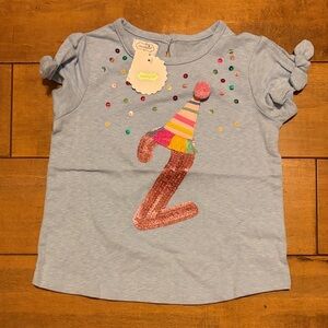 New! Mudpie Kids Light Blue Party Shirt with Sequin Design 2T